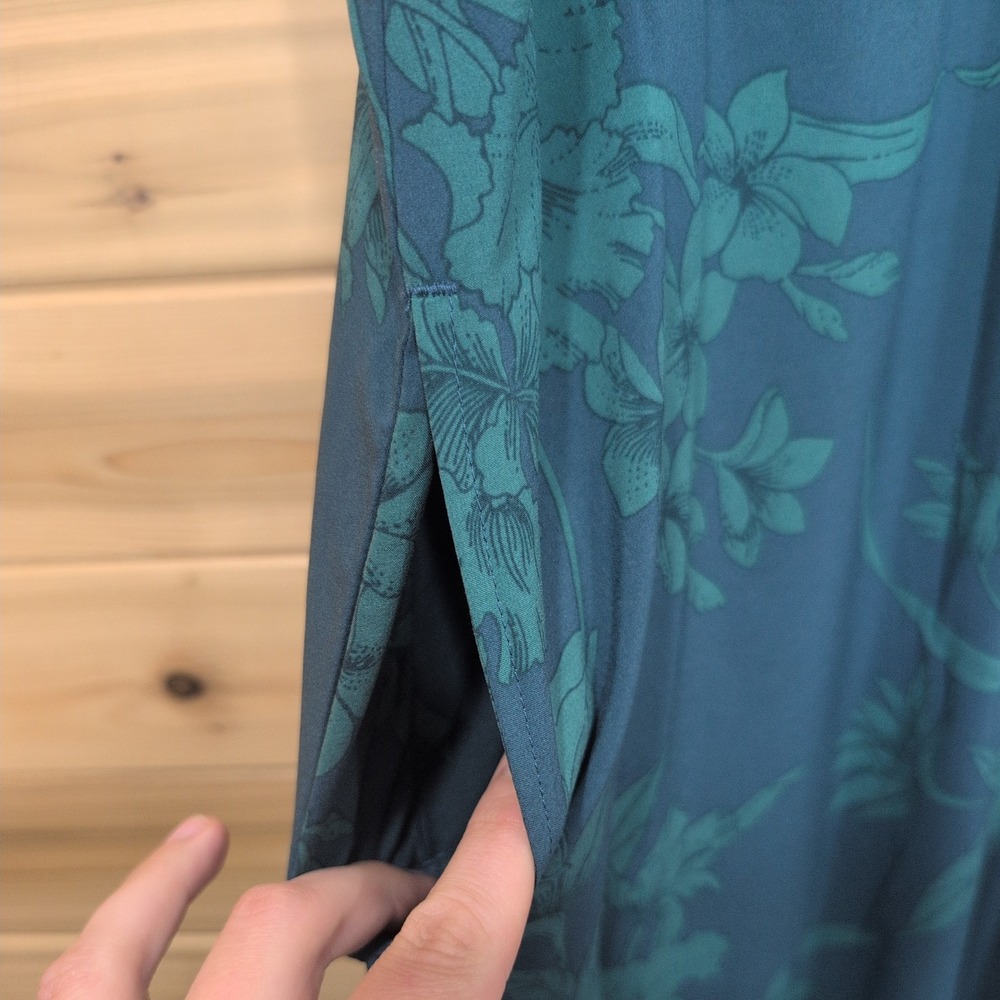 Toad&Co Sunkissed Maxi Dress Teal Green Floral Cutout Back Spring 24 Womens M - Picture 3 of 12